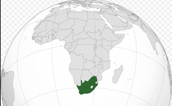 Imagem da localização da África do Sul num globo terráqueo