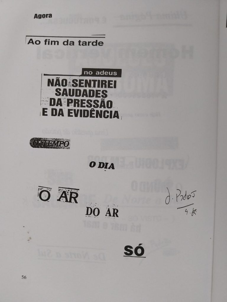Poema "Não sentirei saudades da pressão e da evidência"