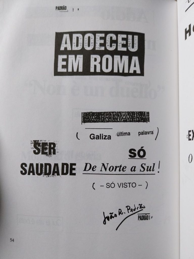 Poema "adoeceu em Roma"