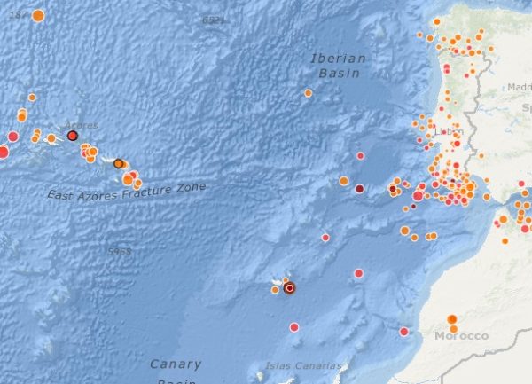 imagem dos sismos ativos IPMA