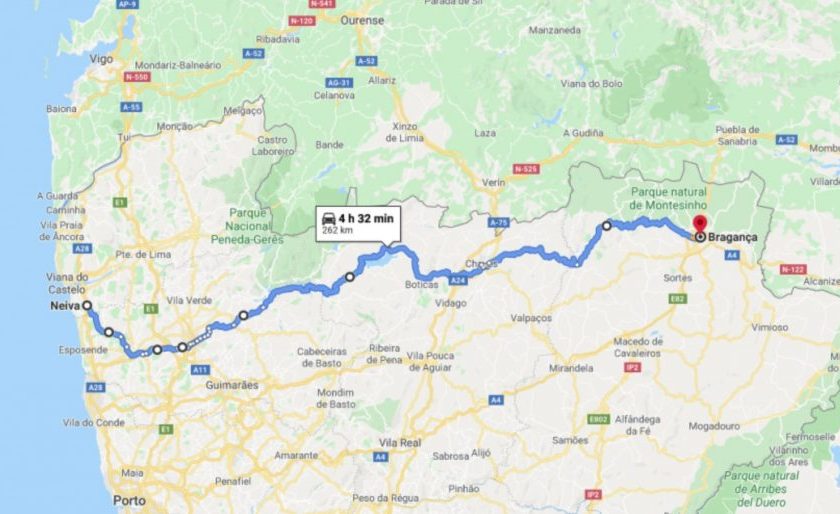 Imagem do maps de google com o trajeto