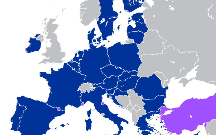 mapa de membros da UE