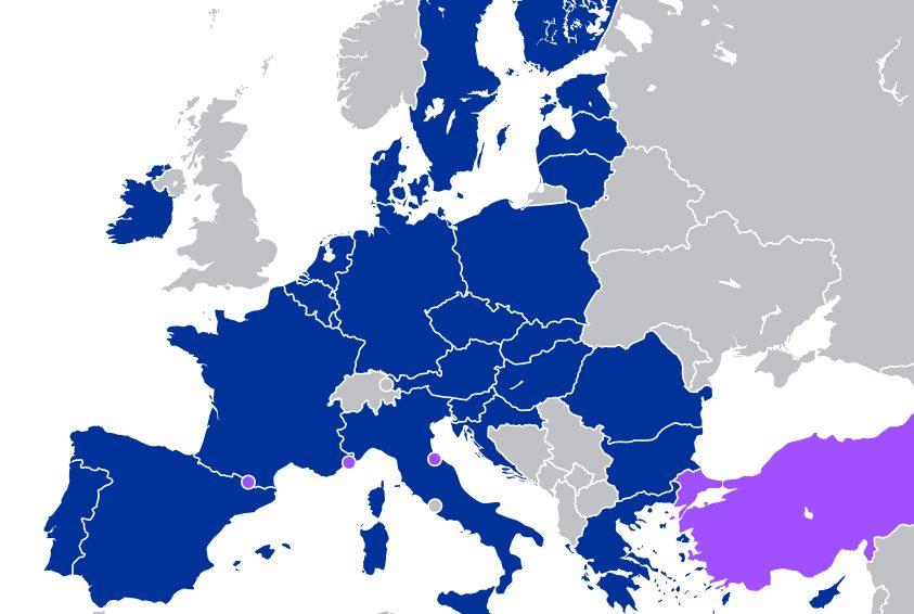 mapa de membros da UE