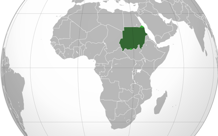 Localização do Sudão num mapa a preto e branco