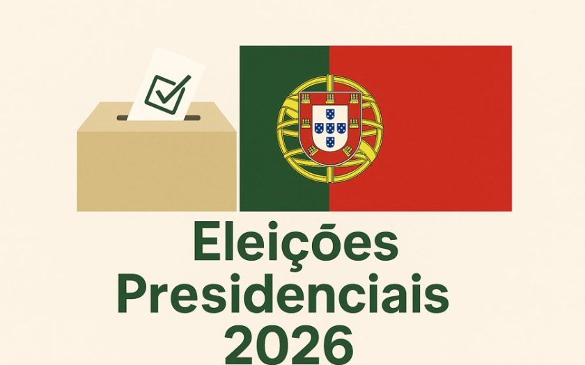 cartaz oficial de promoção das eleições com voto urna e bandeira portuguesa