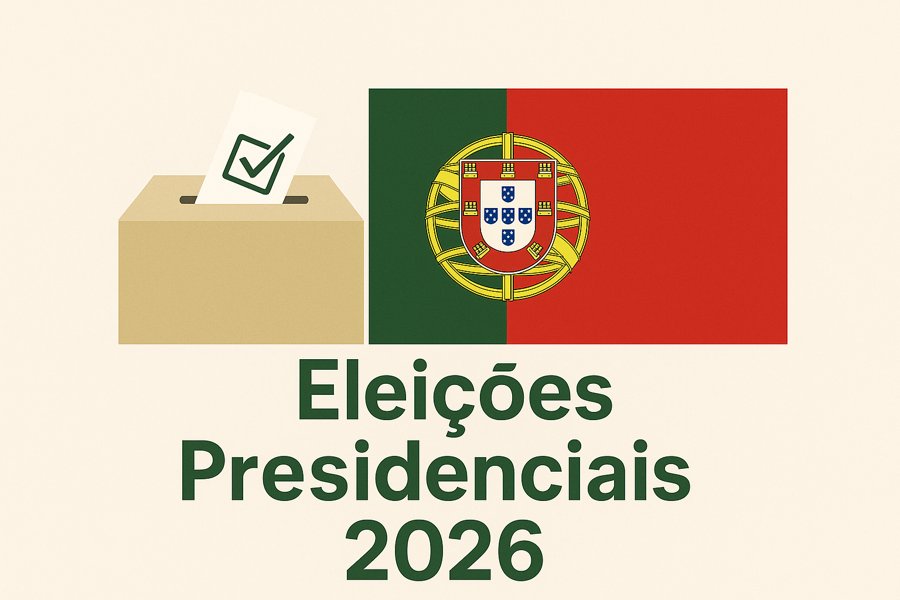cartaz oficial de promoção das eleições com voto urna e bandeira portuguesa