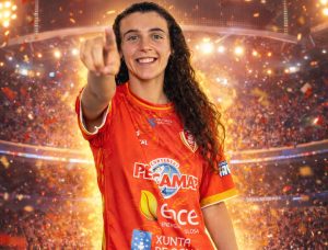 Fotografia da Carolina com fundo festivo