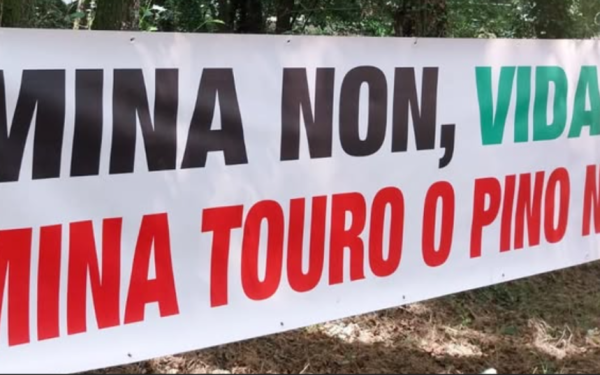 faixa com a legenda "mina touro não, vida sim"