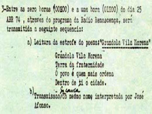 texto mecanografado original da rádio