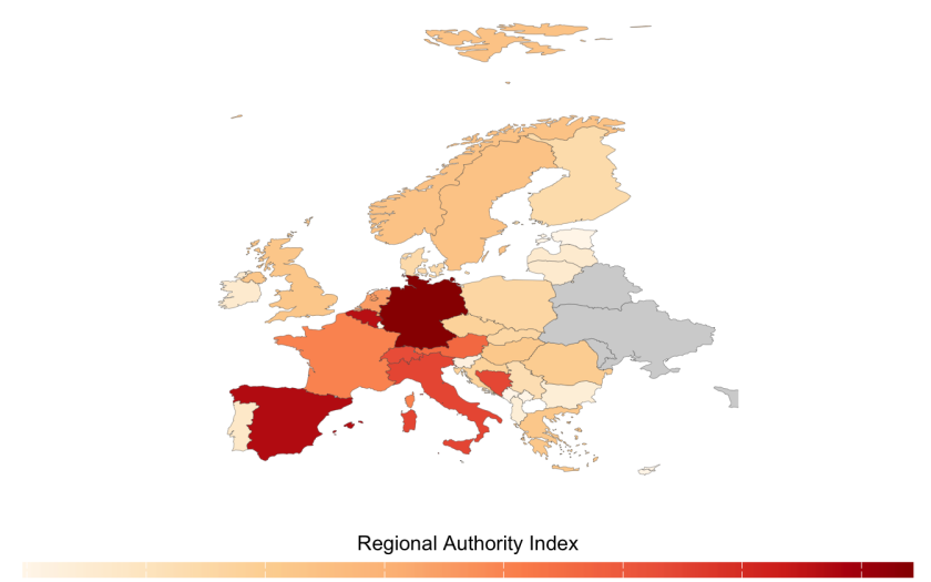 índice europeu por cores com alemanha com maior descentralização