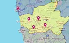 imagem das cinco cidades num mapa distrital